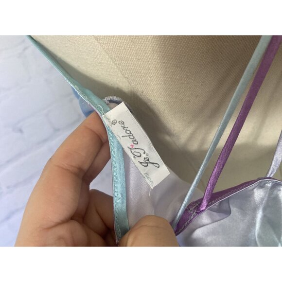 CLEARANCE Je Jadore Strappy Blue Purple Ombre Satin Cowl Neck Midi Medium Slip - Picture 8 of 8